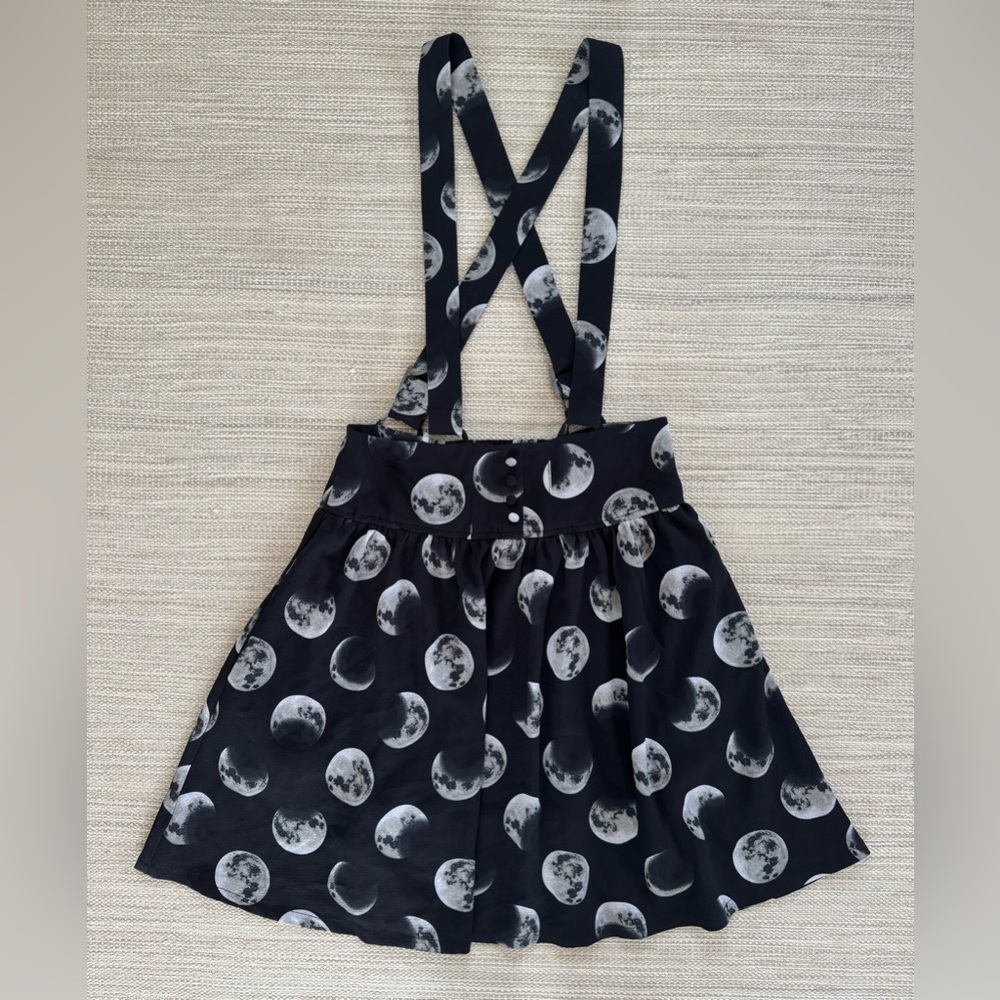 Hot Topic moon phase black gray suspender flowy mini‎ skirt women’s XS